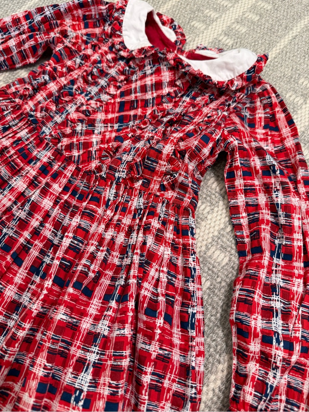 Rachel Riley Girls Size 5 - Red Tartan Plaid Dress with Peter Pan Collar